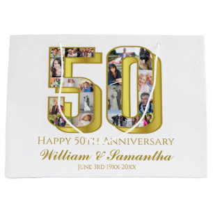 Grand Sac Cadeau Collage photo du 50e anniversaire du Mariage d'or