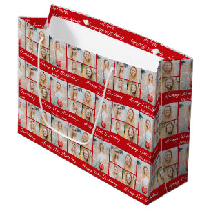 Grand Sac Cadeau Collage Photo Personnalisé Joyeux Anniversaire Rou