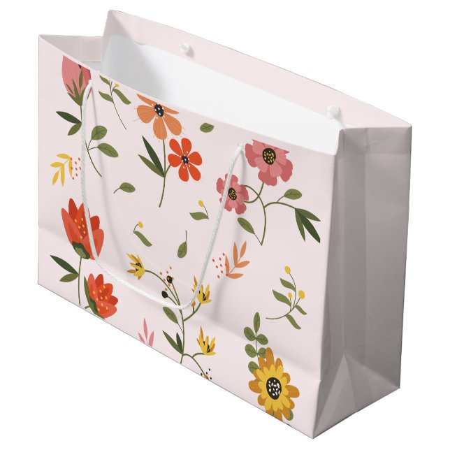 Grand Sac Cadeau collection de fleurs (Devant Angle)