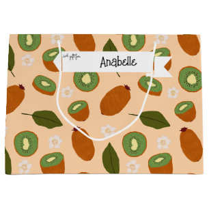 Grand Sac Cadeau Collection de Motifs de paniers de fruits - Kiwi