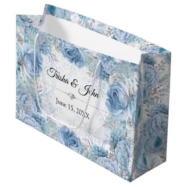 Grand Sac Cadeau Collection Mariage bleu (Devant Angle)