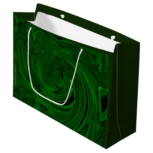 Grand Sac Cadeau collections vertes en pierre de malachite (Devant Angle)