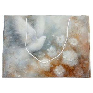 Grand Sac Cadeau Colombe de mariage florale