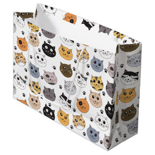 Grand Sac Cadeau Coloré Cute Funny Chats & Motif Paw