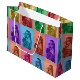 Grand Sac Cadeau Coloré Retro Pop Art moderne Custom Photo Grid