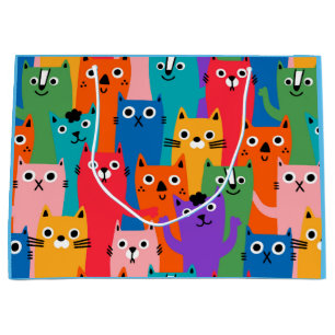 Grand Sac Cadeau Colorful cats
