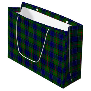 Grand Sac Cadeau Colquhoun tartan bleu vert plaid