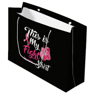 Grand Sac Cadeau Combattant Ruban Rose Contre Cancer Sein Boxe