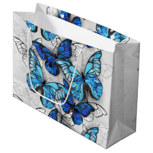 Grand Sac Cadeau Composition des White and Blue Butterflies