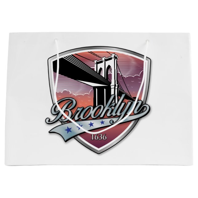 Grand Sac Cadeau Conception de logo Brooklyn (Devant)