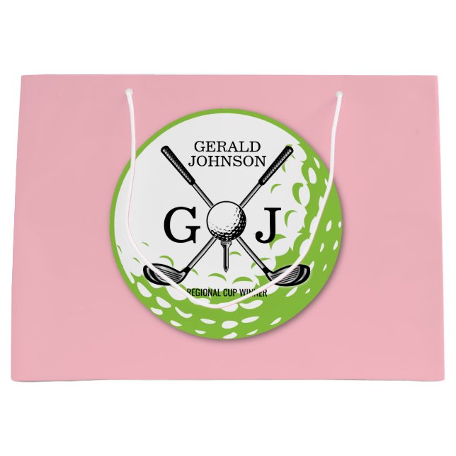 Grand Sac Cadeau Conception de monogramme de golf minimaliste éléga (Devant)