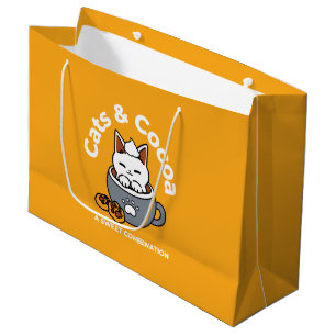 Grand Sac Cadeau Conception de Mug de vacances avec Cosy Cat et Paw