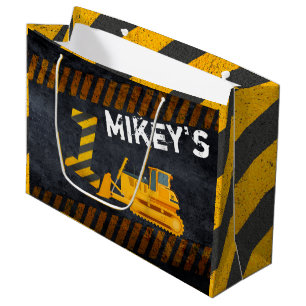 Grand Sac Cadeau Construction Vehicle Black & Yellow 1er anniversai