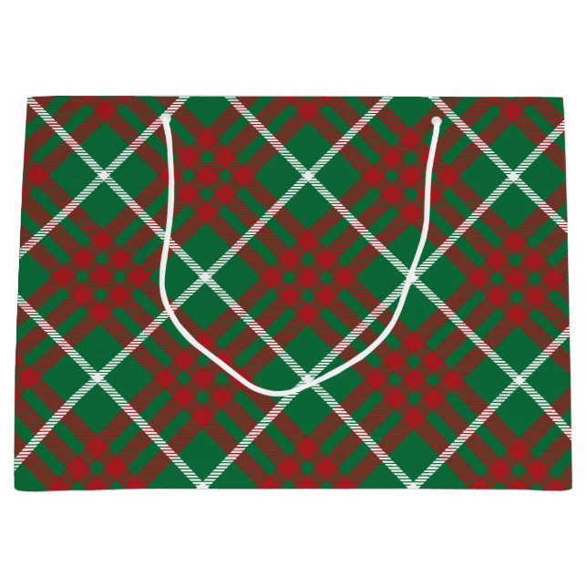 Grand Sac Cadeau Contrôle vert et rouge (Devant)