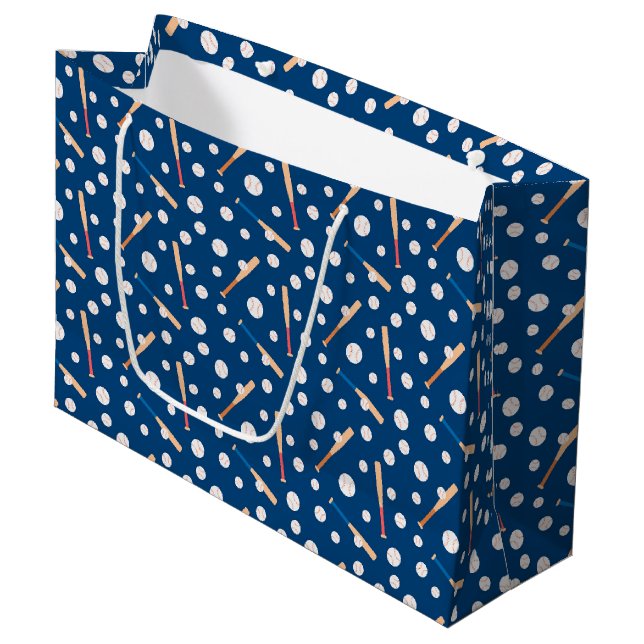 Grand Sac Cadeau cool carrelé baseball sport motif (Devant Angle)