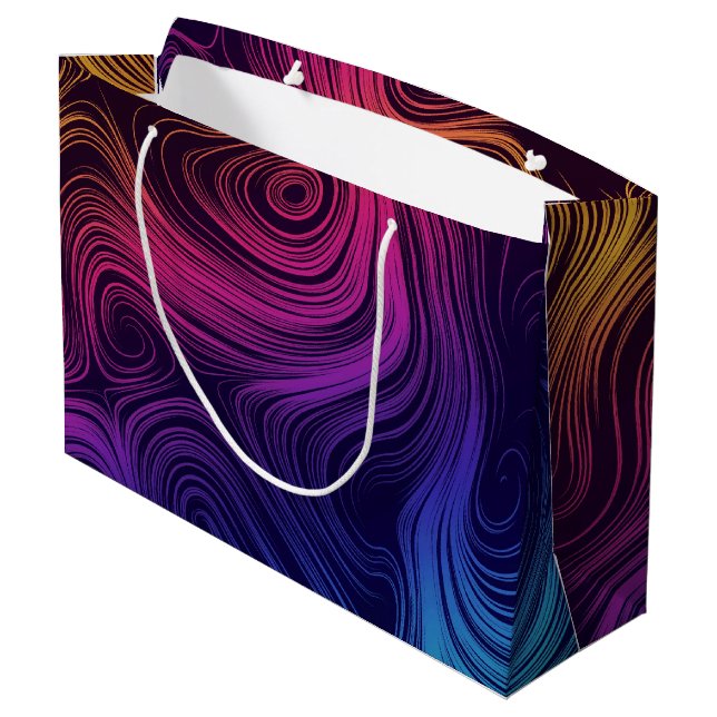 Grand Sac Cadeau Cool des 60 cercles Vibe et des tourbillons Motif (Dos Angle)