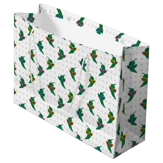 Grand Sac Cadeau Cool Shades Green Chili Motif (Devant Angle)