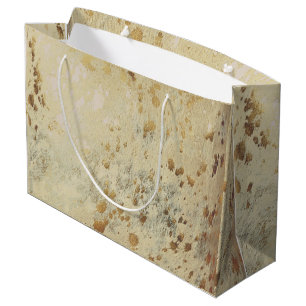 Grand Sac Cadeau Copper Or Cowhide Imprimer Métallurgique