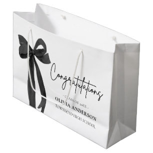 Grand Sac Cadeau Coquette Black Bow Graduation Félicitations