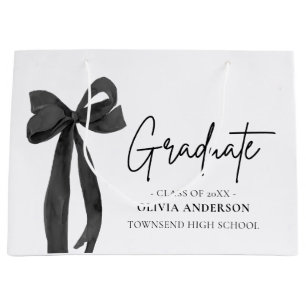 Grand Sac Cadeau Coquette Black Bow moderne Graduate Graduate