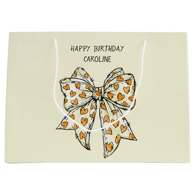 Grand Sac Cadeau Coquette jaune orangé blanc (Devant)