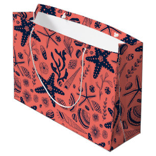 Grand Sac Cadeau Coquillages marins arrière - plan corallien vivant