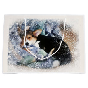 Grand Sac Cadeau Corgi chiot dormant