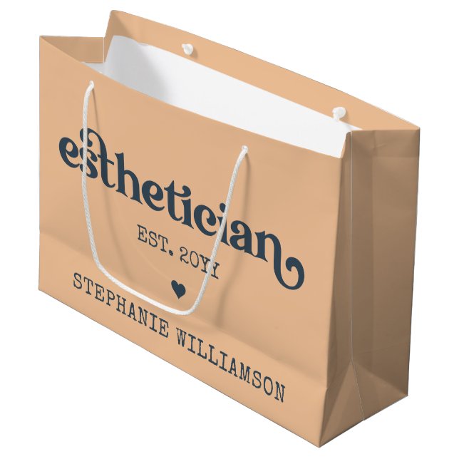 Grand Sac Cadeau Cosmetologue Esthéticien Personnalisé Beautician (Devant Angle)