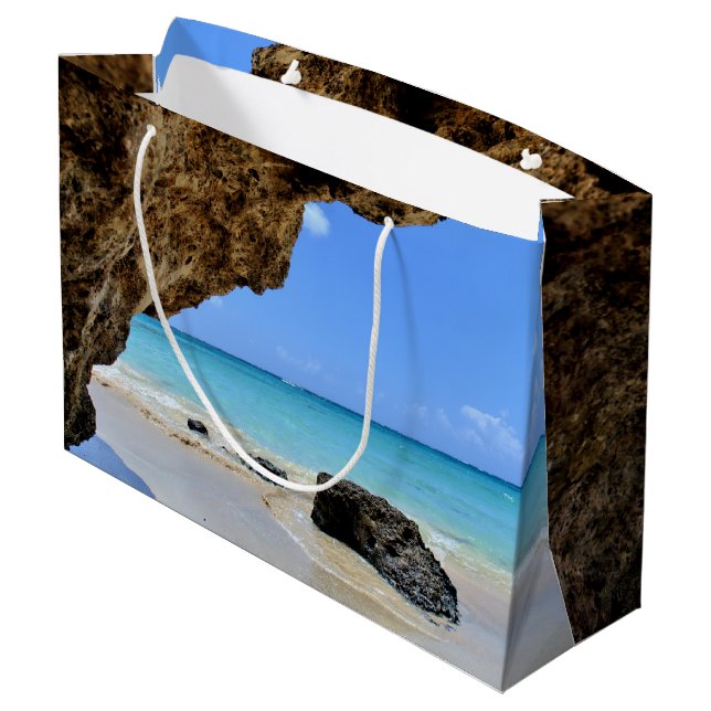 Grand Sac Cadeau Côte tropicale de plage avec un Big Rock (Dos Angle)