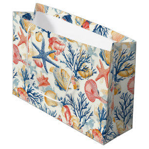 Grand Sac Cadeau Côtière rustique - Coquillages, Starfish, Reef (10