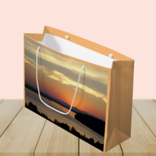 Grand Sac Cadeau Coucher de soleil pittoresque orange