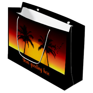Grand Sac Cadeau Coucher de soleil silhouette de palmier tropical