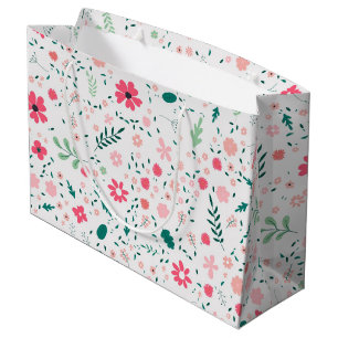 Grand Sac Cadeau Couleur d'automne mignon Illustré motif floral