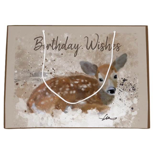 Grand Sac Cadeau Couleur pour aquarelle de cerfs communs de Bambi (Devant)