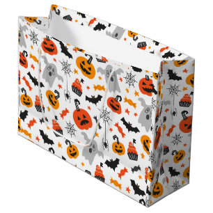Grand Sac Cadeau Couleurs d'automne Symboles d'Halloween motif sur 