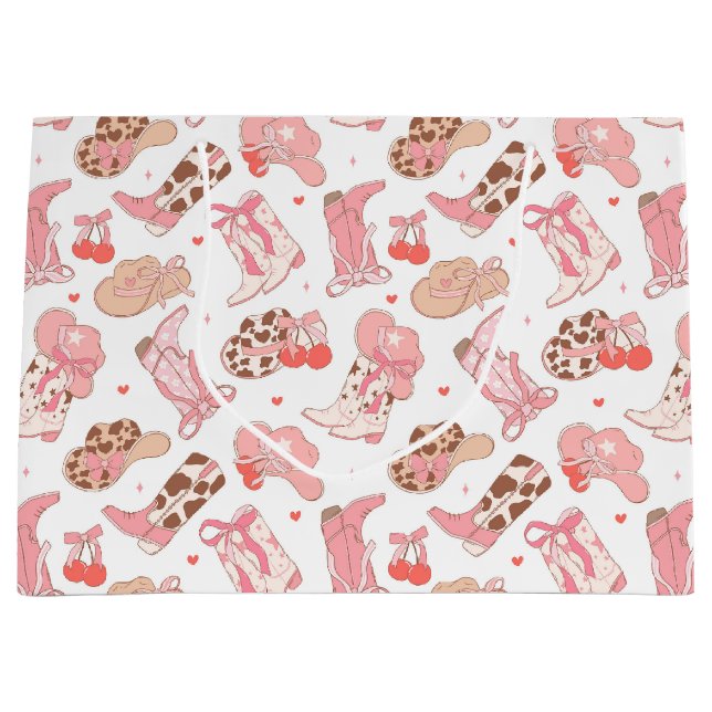 Grand Sac Cadeau Country Girl Cowboy Boots n’Casquette (Devant)