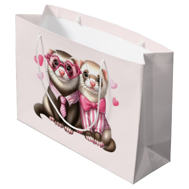 Grand Sac Cadeau Couple mignon en amour (Dos Angle)