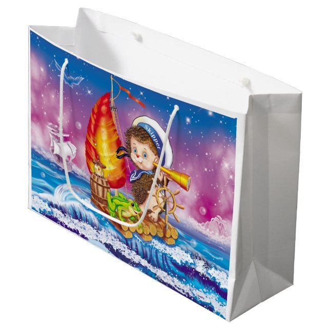Grand Sac Cadeau Courageux marin (Devant Angle)