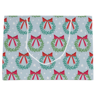 Grand Sac Cadeau Couronnes de Noël hivernales avec vaches Retro Ins