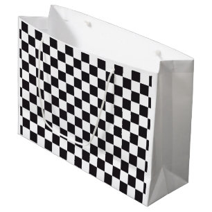 Grand Sac Cadeau Course de voiture / Motif d'échecs + votre backgr.