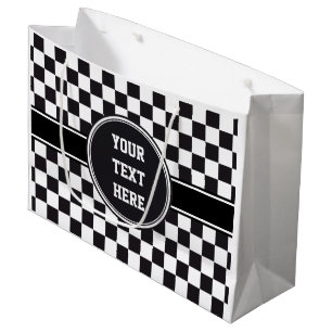 Grand Sac Cadeau Courses d'automobiles/motif d'échecs + votre