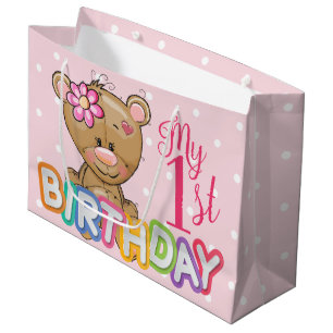Grand Sac Cadeau Coutume de fête d'anniversaire d'ours de nounours