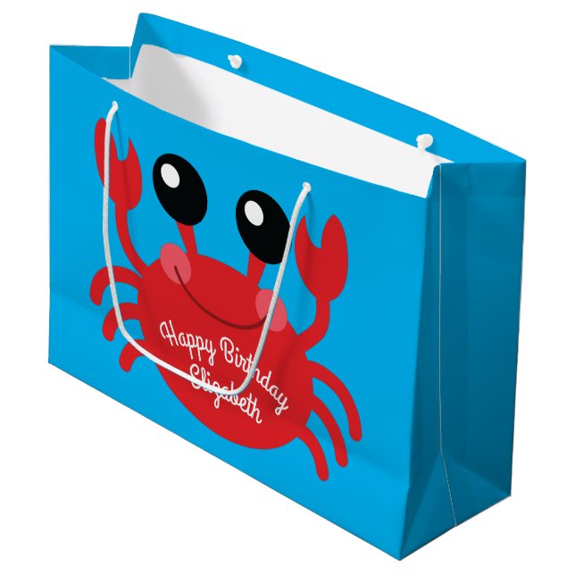 Grand Sac Cadeau Crabe Anniversaire Soirée Cute Cartoon Enfants Gra (Devant Angle)