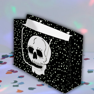 Grand Sac Cadeau Crâne classique blanc Halloween Goth