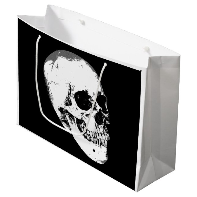 Grand Sac Cadeau Crâne gothique vintage (Devant Angle)