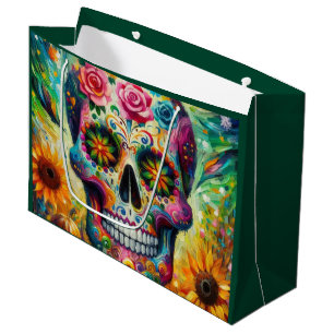 Grand Sac Cadeau Crâne sucre Dia De Los Muertos Jour des Morts