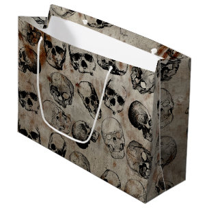 Grand Sac Cadeau Crânes Vintages d'Halloween en détresse
