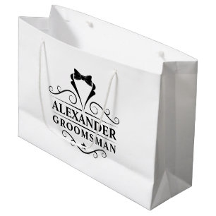 Grand Sac Cadeau Cravate noire Groomsman