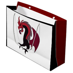 Grand Sac Cadeau Créature mythique du dragon noir rouge