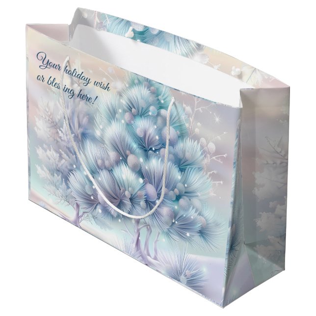 Grand Sac Cadeau Créez vos propres arbres de Noël rose et bleu Fluf (Dos Angle)